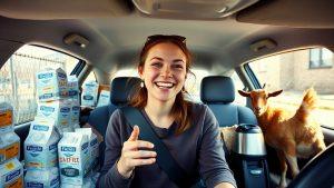 Девушка устроила ферму в машине: видео дня дурака