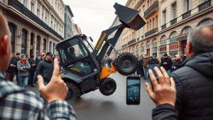 Каскадерский заезд мини-погрузчика в Москве