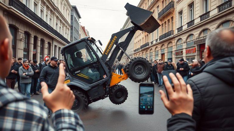 Каскадерский заезд мини-погрузчика в Москве