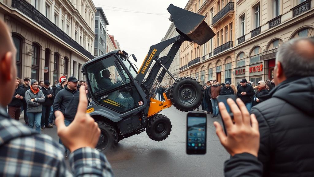 Каскадерский заезд мини-погрузчика в Москве