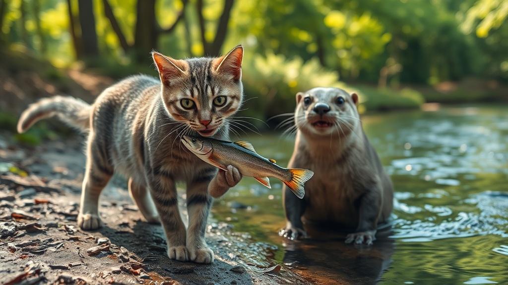 Кот-клептоман украл улов у выдры в заповеднике