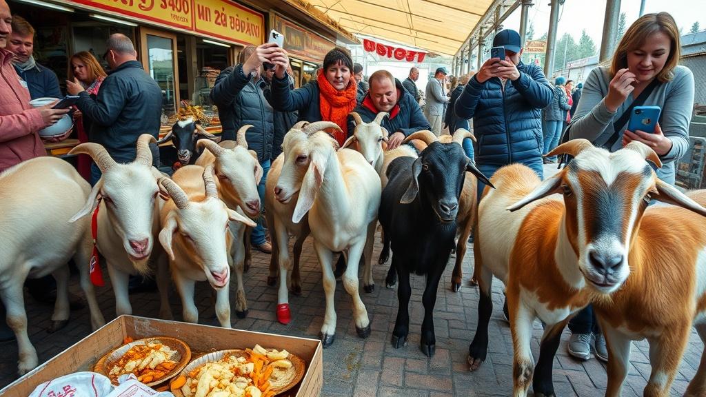 Козы устроили гастрономический рейд на фуд-корте в Химках
