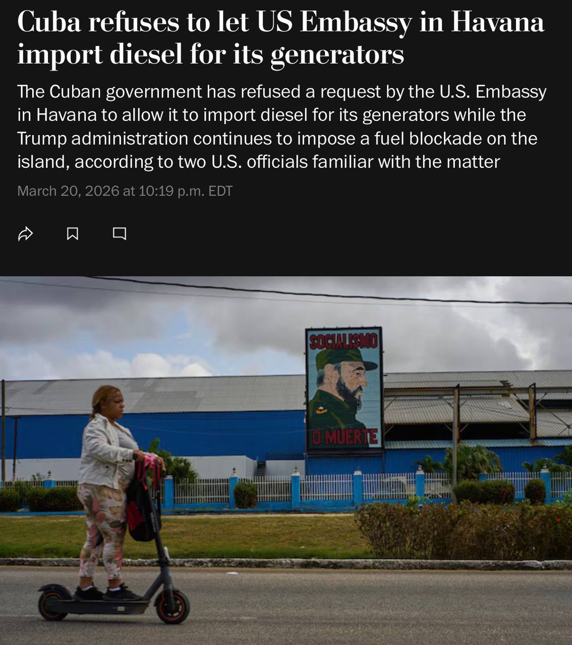 Куба отказала США в дизтопливе: новый виток конфликта