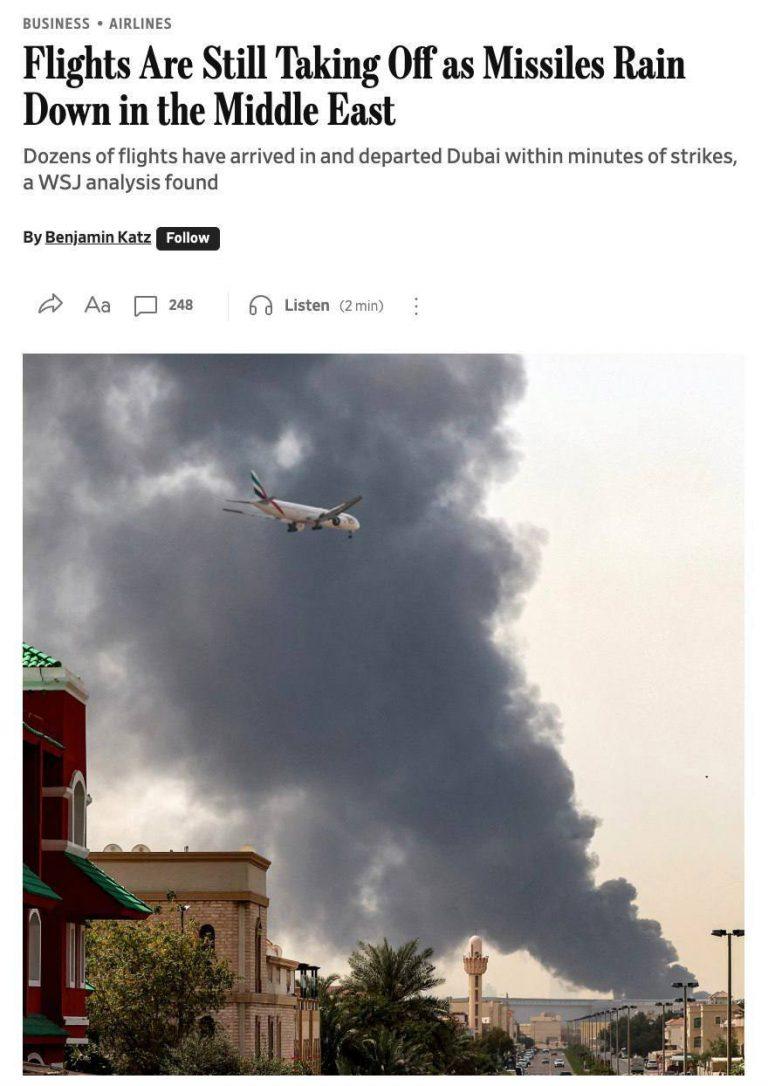 Повреждение самолётов в Дубае: Emirates и Saudia под ударом