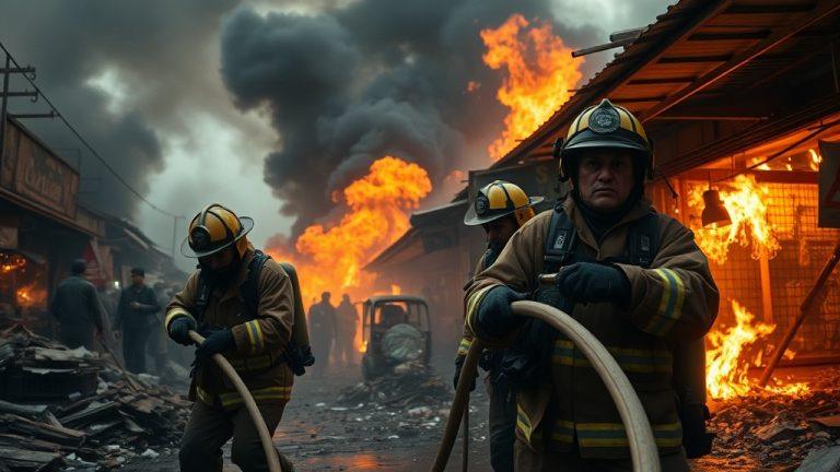 Пожар на рынке «Стройрай» в Андреевке: огонь и чёрный дым