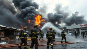 Пожар на рынке в Солнечногорске: огонь перекинулся на ТЦ