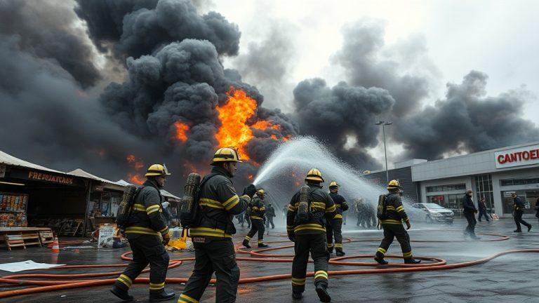Пожар на рынке в Солнечногорске: огонь перекинулся на ТЦ