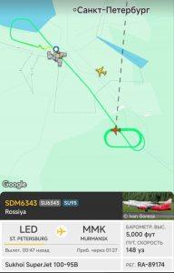 Самолет SSJ-100 едва избежал катастрофы в Пулково