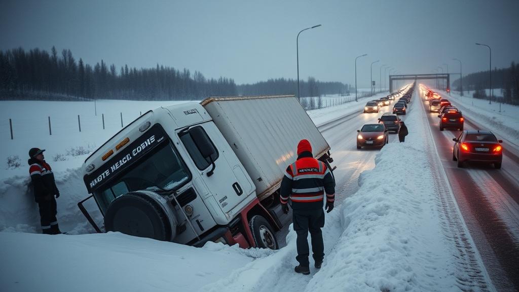 Снежный хаос в Приморье: ДТП, пробки и фура под Уссурийском
