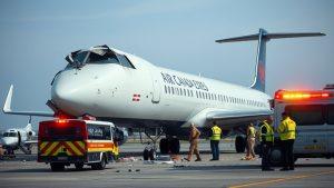 Столкновение самолёта с пожарной машиной в Нью-Йорке