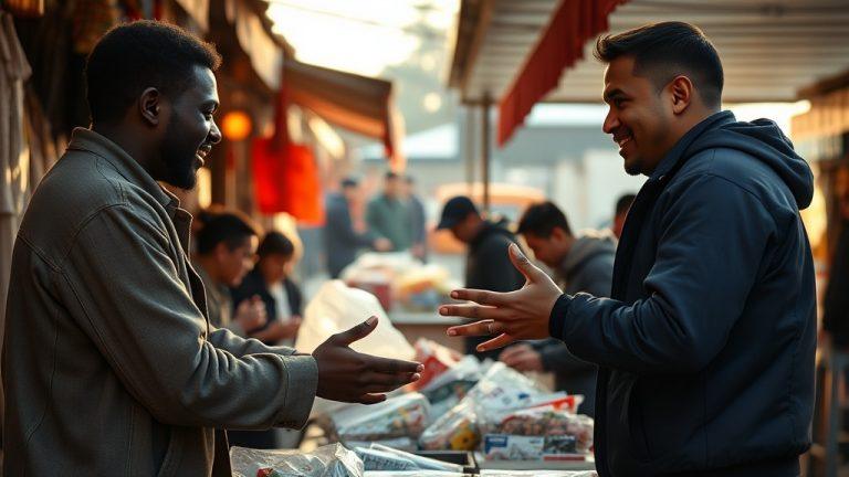 Темнокожие парни торгуются с китайцами на рынке в Приморье
