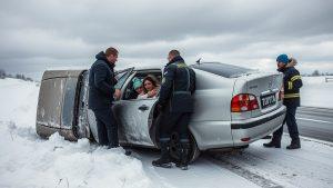 Toyota Platz снесло ураганом на трассе Сибирь