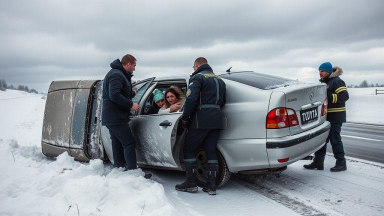 Toyota Platz снесло ураганом на трассе Сибирь