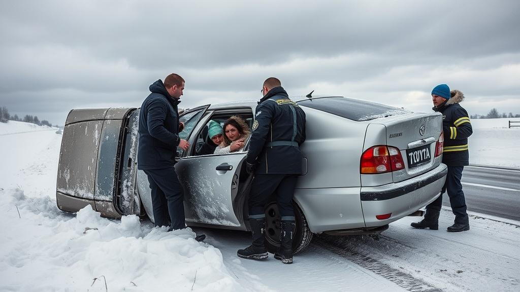 Toyota Platz снесло ураганом на трассе Сибирь