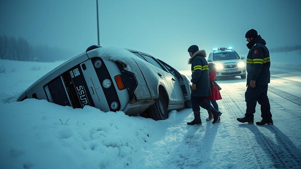 Toyota Platz снесло ураганом на трассе Сибирь