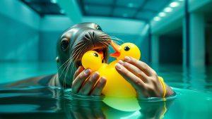 Тюлень Регги влюбился в резиновую уточку – невероятно!