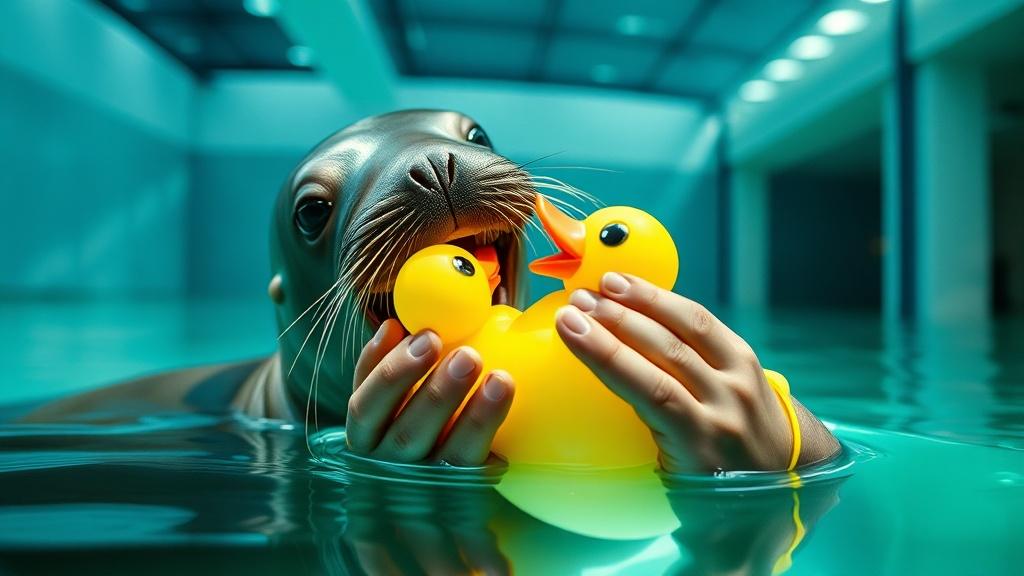 Тюлень Регги влюбился в резиновую уточку – невероятно!