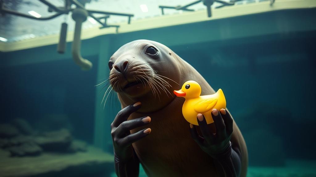Тюлень Регги влюбился в резиновую уточку – невероятно!