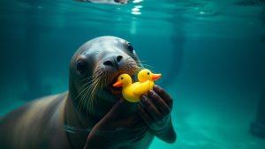 Тюлень Регги влюбился в резиновую уточку – невероятно!