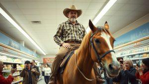 В Сочи ковбой на коне ворвался в магазин – шокирующее видео