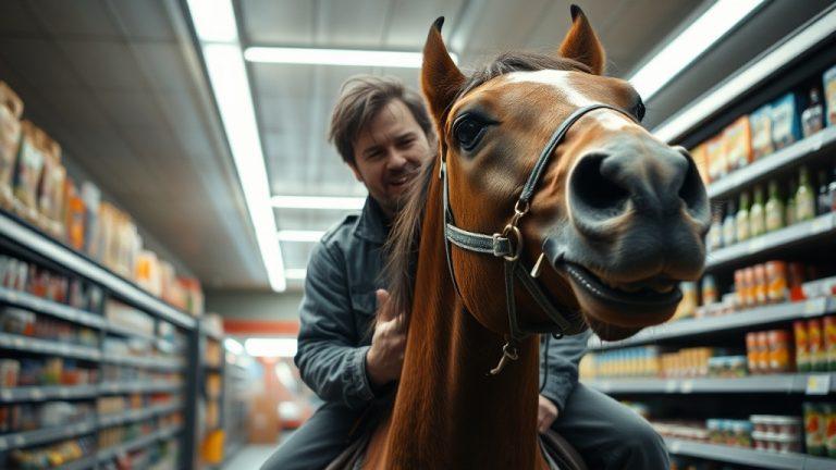 В Сочи мужчина на коне ворвался в магазин — подробности