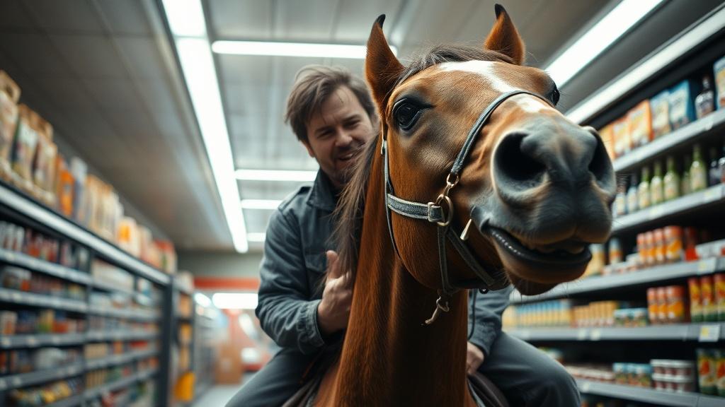 В Сочи мужчина на коне ворвался в магазин — подробности