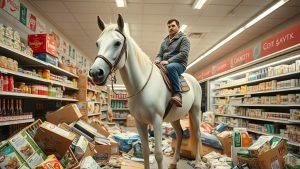 Всадник на белом коне устроил погром в магазине Красной Поляны