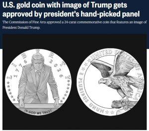 Золотая монета с Трампом к 250-летию США