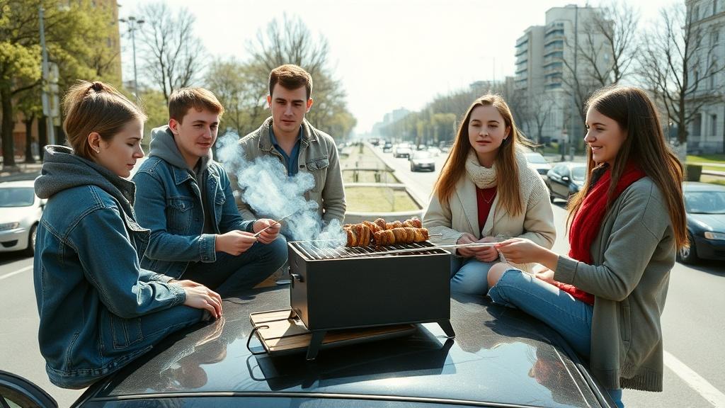 Зумеры жарили шашлык на крыше авто — штраф 500₽